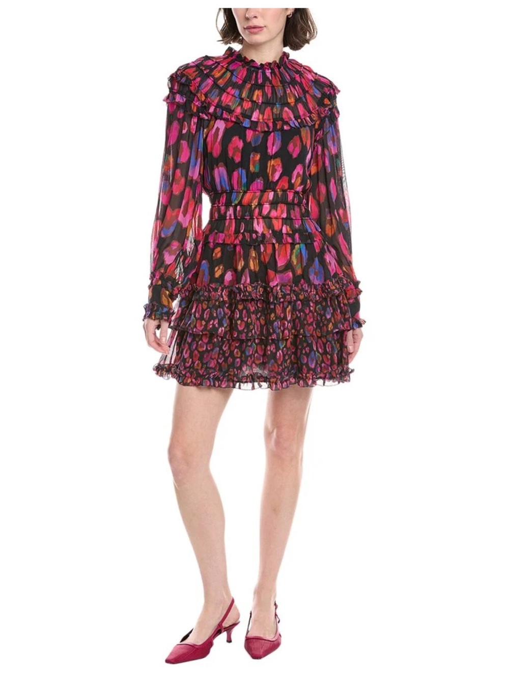 Farm Rio Rose Pipe Detail Sleeveless Linen Blend Sheath Minidress